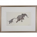 Limited Edition Elephant Print: Elephant Mother and Baby by Jonathan Sanders (Framed)