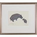 Limited Edition Hippo Print: Hippopotamus Mother and Baby by Jonathan Sanders (Framed)