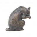 Bronze Cat Sculpture: Washing Cat Maquette by Sue Maclaurin