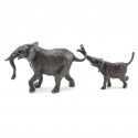 Bronze Elephant Sculpture: Elephant Mother and Baby Maquette by Jonathan Sanders