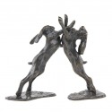 Bronze Hare Sculpture: Boxing Hares Maquette by Sue Maclaurin