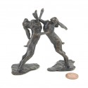 Bronze Hare Sculpture: Boxing Hares Maquette by Sue Maclaurin