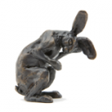 Bronze Hare Sculpture: Hare Washing Ear Maquette by Sue Maclaurin