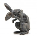 Bronze Hare Sculpture: Hare Washing Ear Maquette by Sue Maclaurin