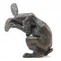 Bronze Hare Sculpture: Hare Washing Ear Maquette by Sue Maclaurin