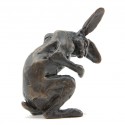 Bronze Hare Sculpture: Hare Washing Ear Maquette by Sue Maclaurin