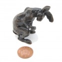 Bronze Hare Sculpture: Hare Washing Ear Maquette by Sue Maclaurin