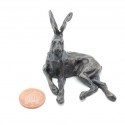 Bronze Hare Sculpture: Lying Hare Maquette by Sue Maclaurin