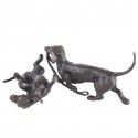 Bronze Dog Sculpture: Rolling Dachshund