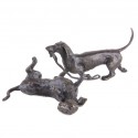 Bronze Dog Sculpture: Rolling Dachshund