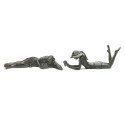 Large Reading Boy and Girl Bronze Sculpture