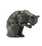 Bronze Cat Sculpture: Cat Licking Paw by Sue Maclaurin