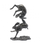 Bronze Hare Sculpture: Tumbling Hares by Sue Maclaurin