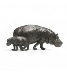 Bronze Hippopotamus Sculpture: Hippopotamus Mother and Baby by Jonathan Sanders