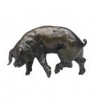 Bronze Pig Sculpture: Medium Pig Head Left by Sue Maclaurin