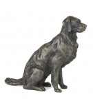 Bronze Dog Sculpture: Sitting Golden Retriever 