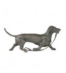 Bronze Dog Sculpture: Wire Haired Dachshund Trotting 