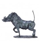 Bronze Warthog Sculpture: Trotting Warthog (Warthog Alarmed!) by Sue Maclaurin