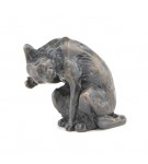 Bronze Cat Sculpture: Washing Cat Maquette by Sue Maclaurin