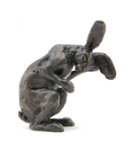 Bronze Hare Sculpture: Hare Washing Ear Maquette by Sue Maclaurin