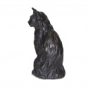 Bronze Cat Sculpture: Long Haired Sitting Cat