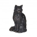 Bronze Cat Sculpture: Long Haired Sitting Cat