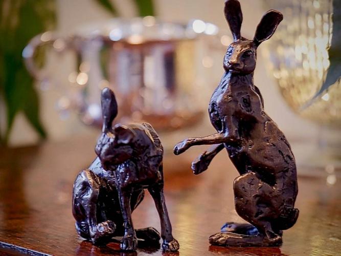 Alert Hare II and Grooming Hare bronze sculpture customer review photo