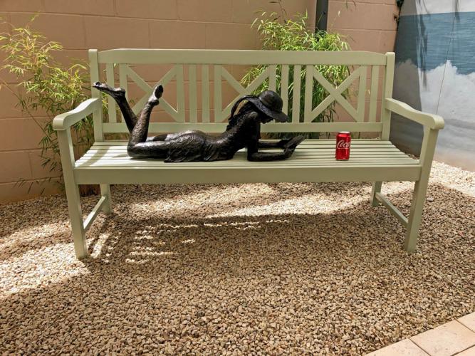 Garden Lying Girl sculpture customer review photograph