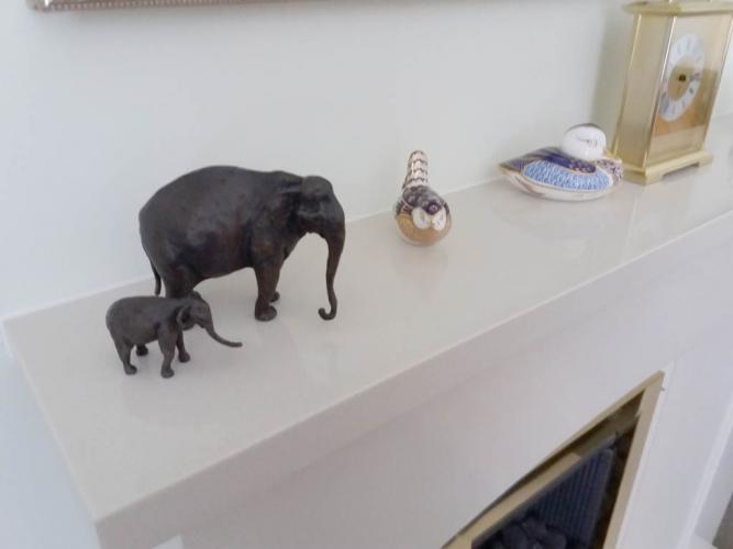 Asian Elephant Mother and Baby sculpture customer review photograph