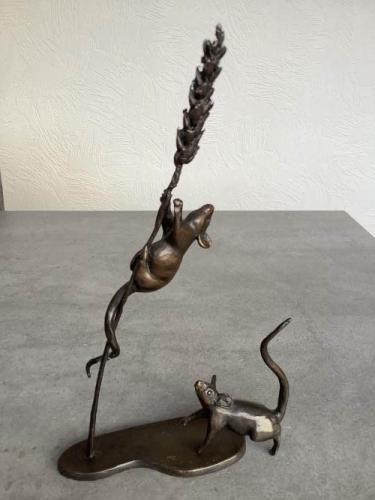 Bronze Mice Sculpture