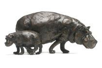 Lovely Christening Present - Sculpture of Hippopotamus Mother and Baby