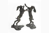 Wedding anniversary gift idea solid bronze boxing hares
