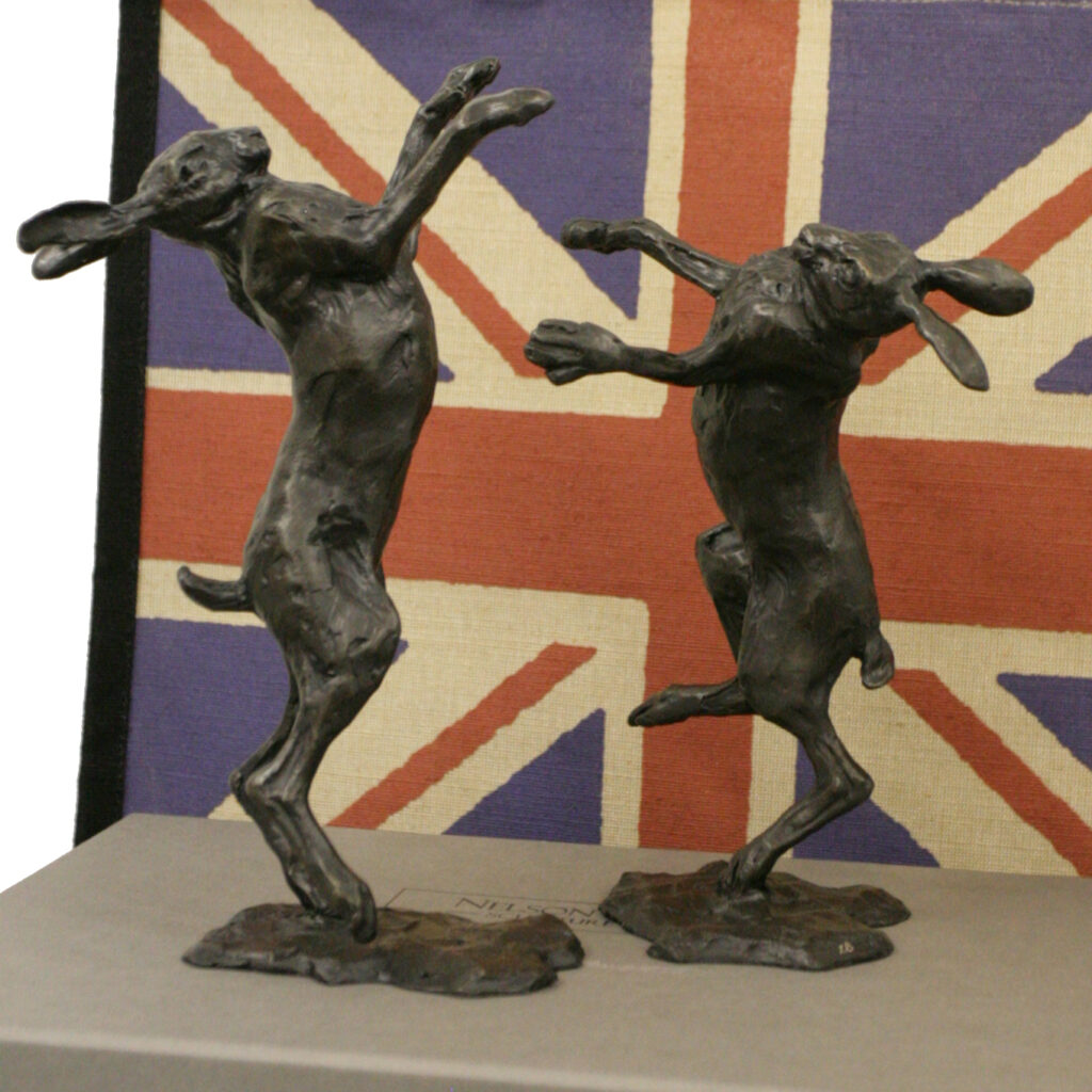 Bronze Hare Sculpture: Large Boxing Hares by Sue Maclaurin - Image 6