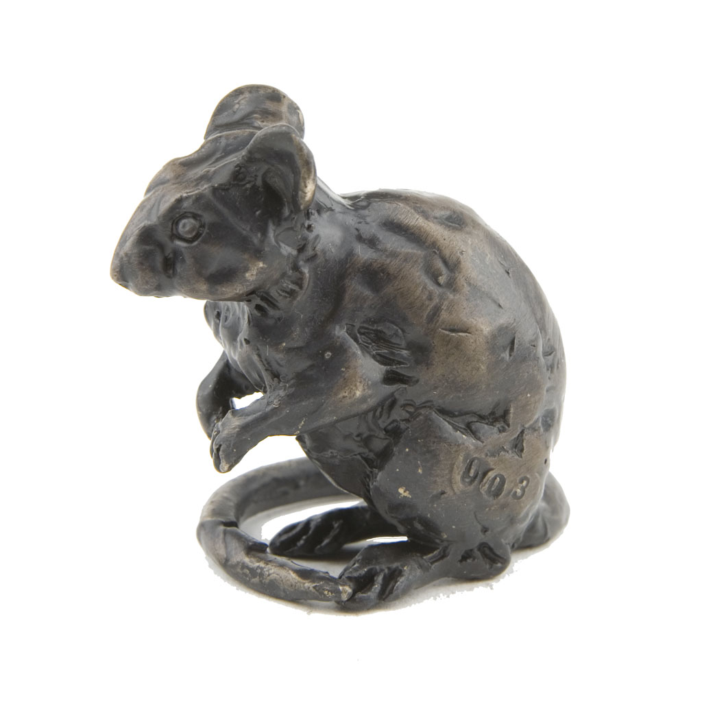 Bronze Mouse Sculpture: Sitting Mouse Maquette by Sue Maclaurin