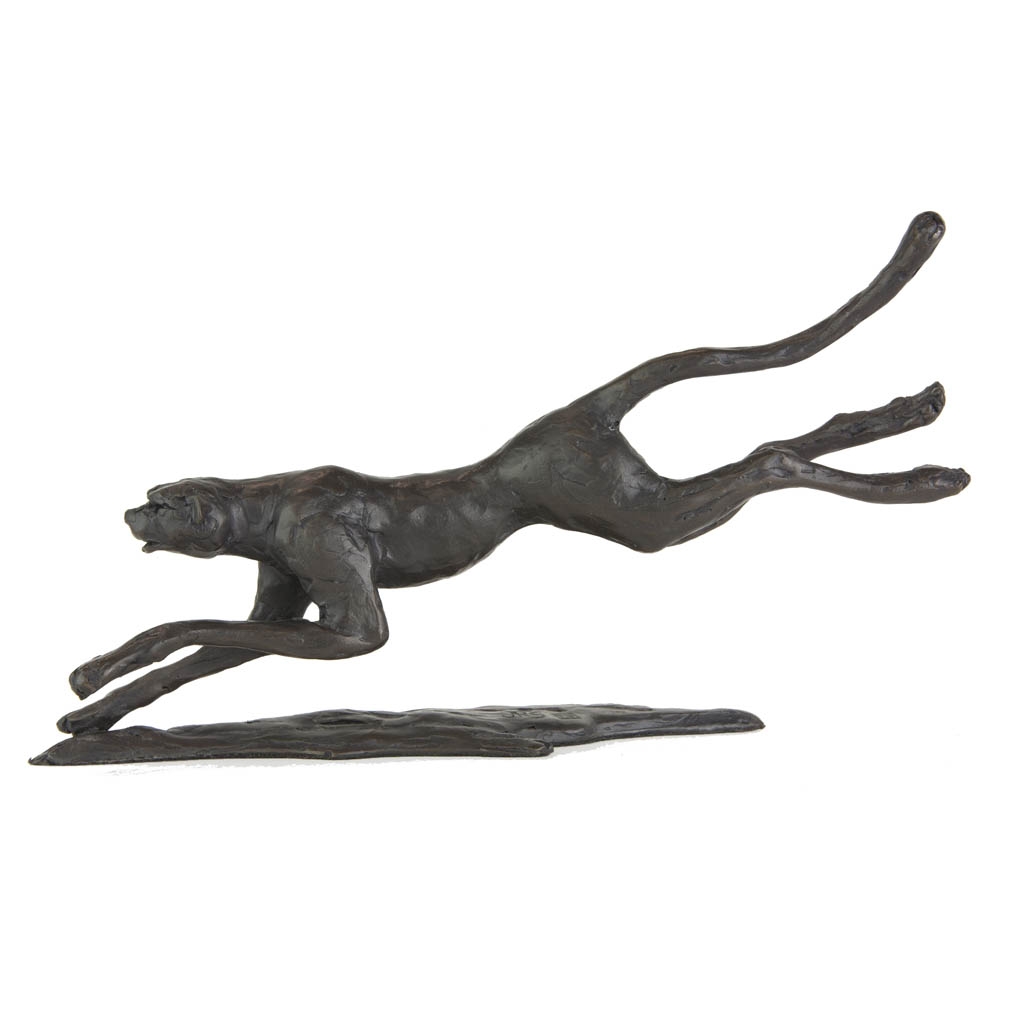 Bronze Cheetah Sculpture: Large Flying Cheetah Jonathan Sanders