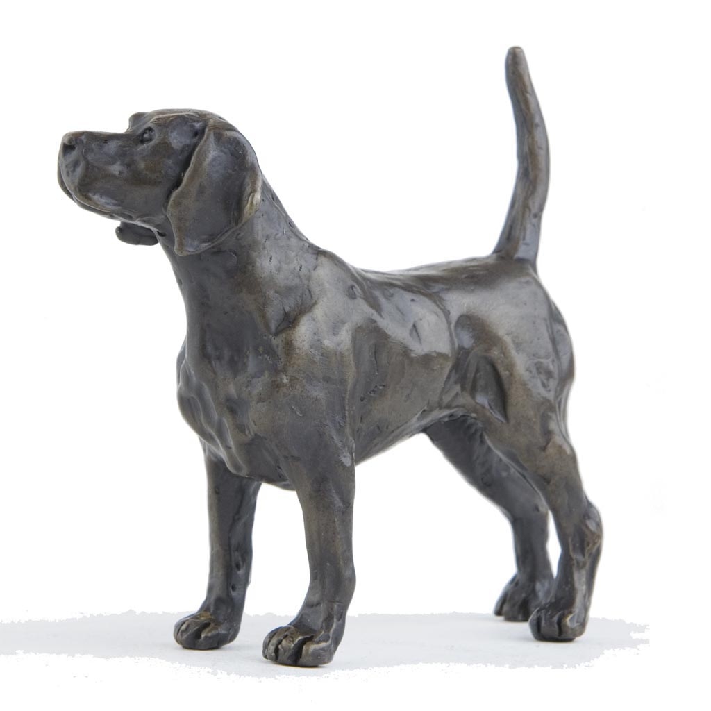 Bronze Dog Sculpture: Female Standing Beagle by Sue Maclaurin