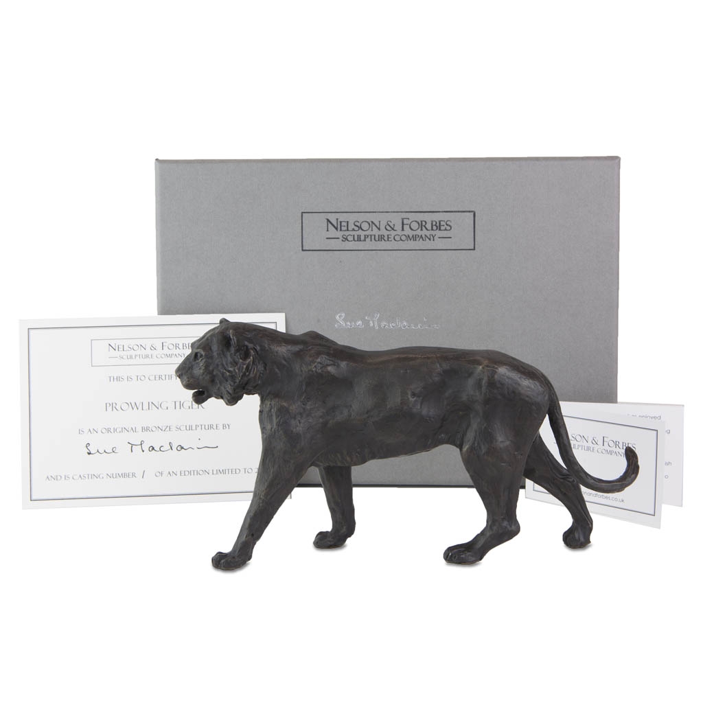 Bronze Tiger Sculpture: Prowling Tiger by Sue Maclaurin