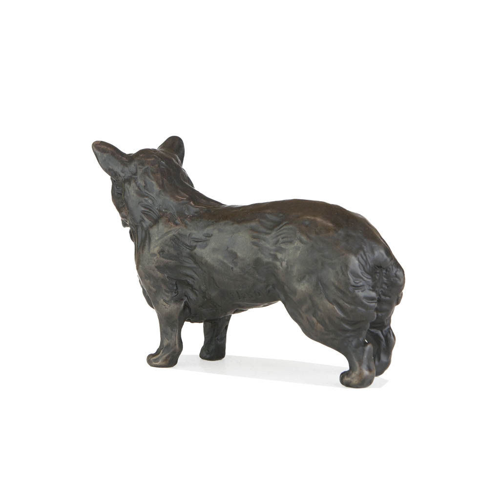 Bronze Dog Sculpture: Standing Corgi by Sue Maclaurin