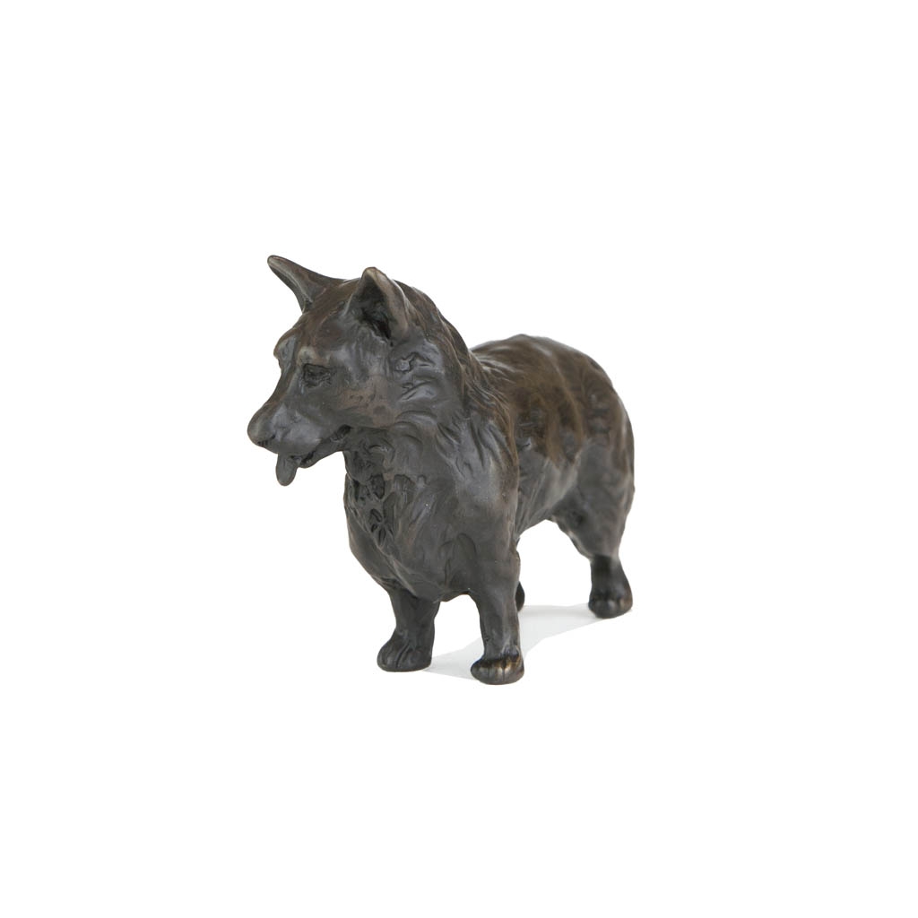 Bronze Dog Sculpture: Standing Corgi by Sue Maclaurin