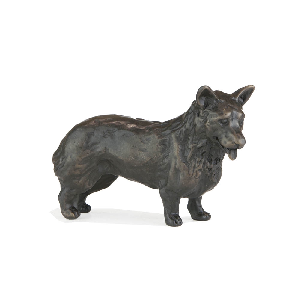 Bronze Dog Sculpture: Standing Corgi by Sue Maclaurin