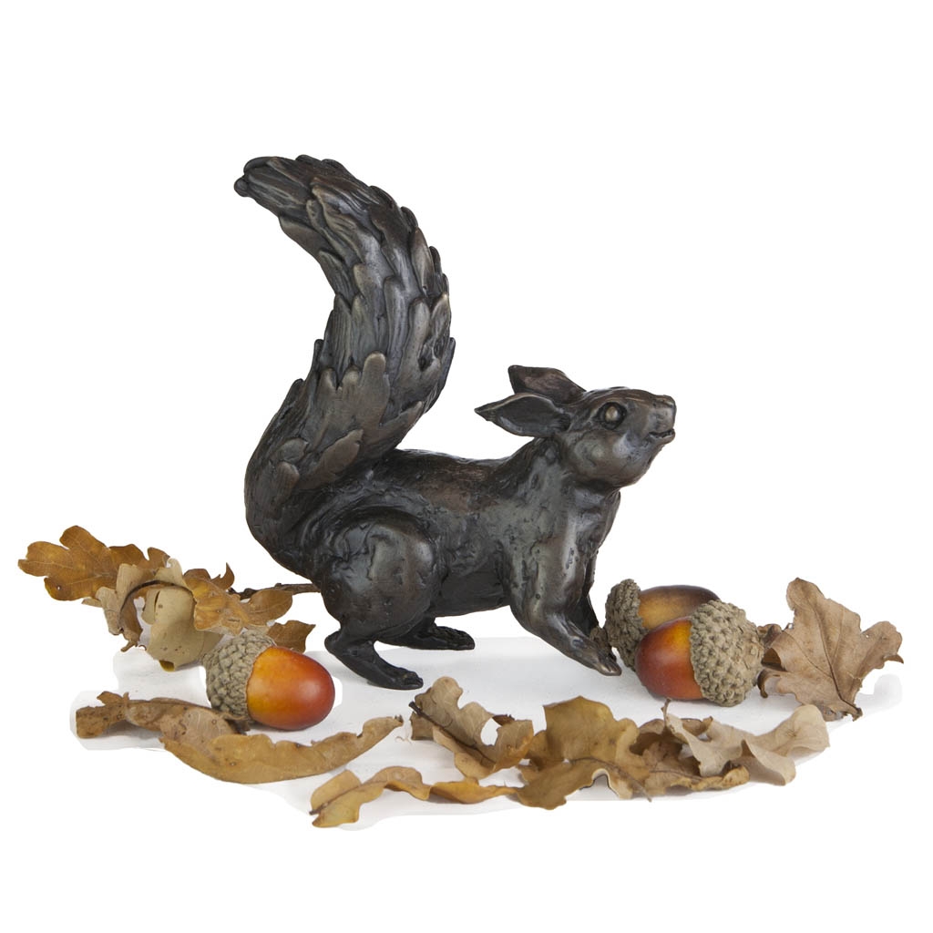 Bronze Squirrel Sculpture: Alert Squirrel