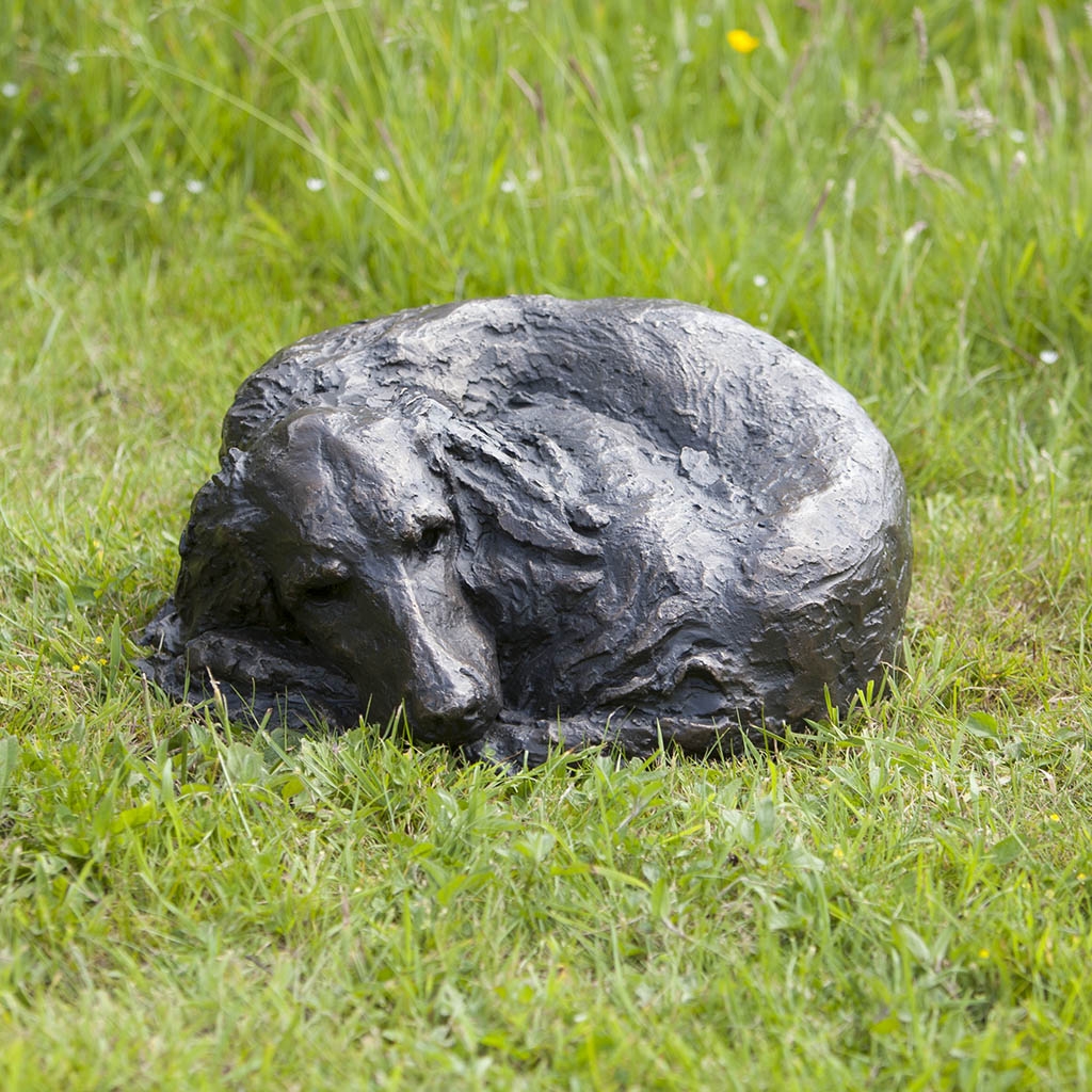 Bronze Dog Sculpture: Lying Setter by Elizabeth Foster