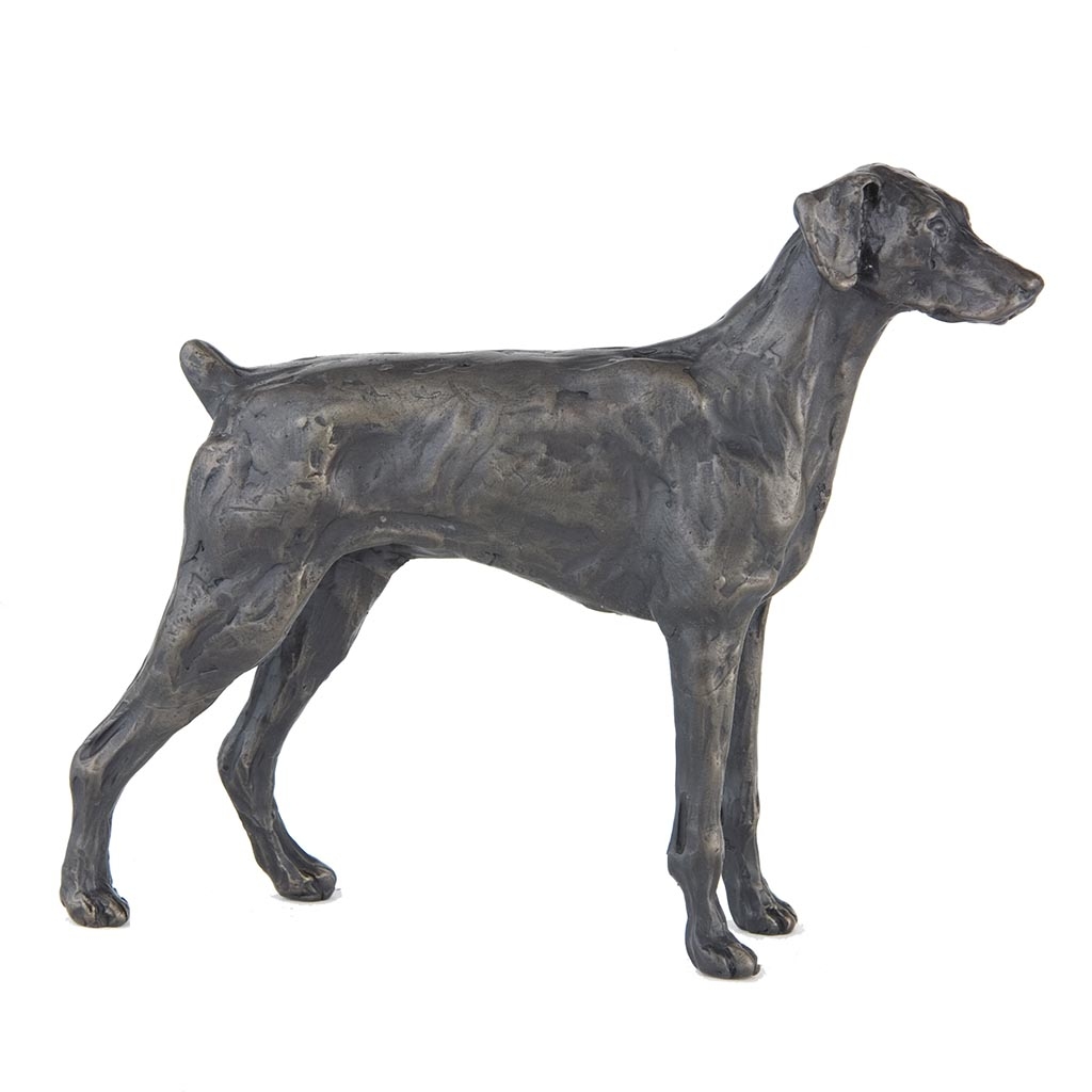 Bronze Dog Sculpture: Female Standing Dobermann (Docked)